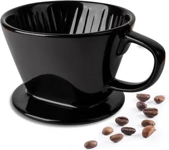 OEM Filtro De Caf&eacute; De Porcelana, Cafetera De Goteo, Apto Para 2-4 Personas, Di&aacute;metro Inferior: 9,5 Cm, Papel De Filtro No Incluido, Negro