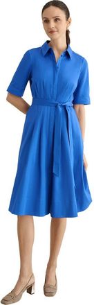 Hobbs London Brigitta Pleated Tie Belt Shirt Dress in French Blue at Nordstrom, Size 10