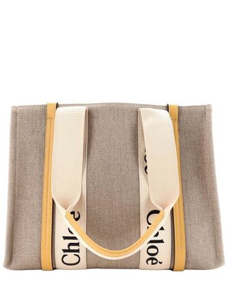 Chlo&eacute; Yellow Canvas & Leather Woody Tote Medium (Authentic Pre-Loved)