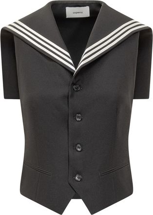 Coperni Black Vest With Sailor Coperni Collar