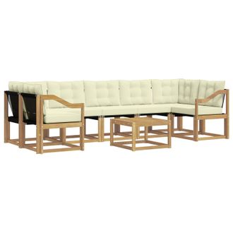vidaXL Conjunto De Sof&aacute;s De Exterior Con Coj&iacute;n 8 Pcs Blanco Y Crema Vidaxl