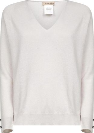 Blanca Vita V-neck Truien - Dames - V-hals truien - Beige - XS - Truien & Vesten