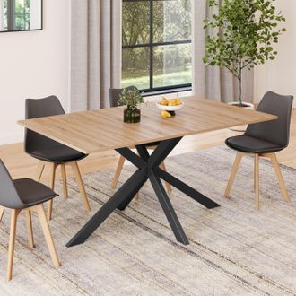 IDMarket Mesa De Comedor Alix, Madera Y Pata De Ara&ntilde;a Negra, 6-8 Personas, 160 Cm