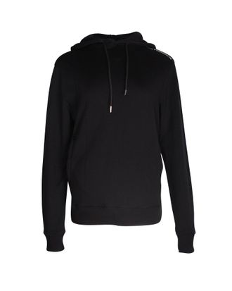 Paco Rabanne Logo-Print Drawstring Hoodie in Black Cotton