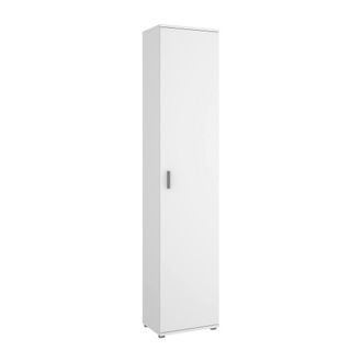 Dmora Armadio Multiuso 1 Anta Arrow, Mobile Multifunzione Portaoggetti, Armadio Alto Porta Scarpe, 39x35h190 Cm, Bianco - Dmora