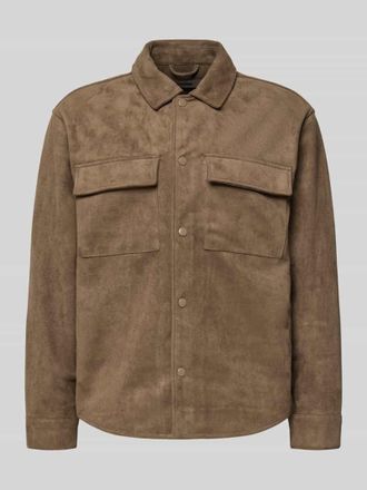 Only & Sons Regular Fit Jacke in Velourslederoptik mit Brustpattentaschen Modell RAVI in Khaki, Gr&ouml;&szlig;e XXL