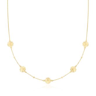 Canaria Canaria Italian 10kt Yellow Gold Flower Station Necklace