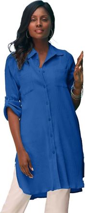 Jessica London Gauze Mega Tunic in Dark Sapphire at Nordstrom, Size 22