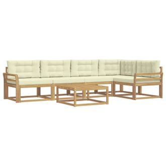 vidaXL Conjunto De Sof&aacute;s De Exterior 6 Pcs Blanco Y Crema Vidaxl