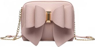 Like Dreams Womens Mini Boxy Bow Vegan Crossbody Bag In Blush
