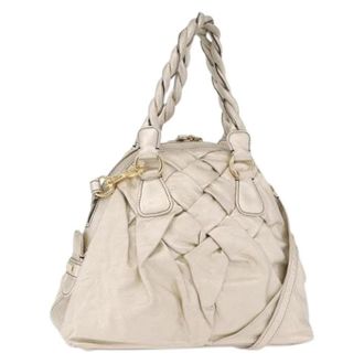 Valentino Pre-owned Vintage Hand Bag - Dames - Vintage Handtas - Beige - ONE Size - Leer - Vintage