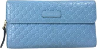 Gucci Pre-owned Leren Portemonnee - Dames - Vintage Accessoires - Blauw - ONE Size - Leer - Vintage