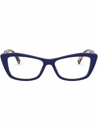 Prada geometric-frame glasses - women - Acetate - 53 - Blue
