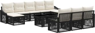 vidaXL Conjunto De Sof&aacute;s De Jard&iacute;n 11 Uds. Negro Y Blanco Crema Vidaxl