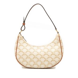 Celine Pre-owned Womens Triomphe Coated Canvas Ava Shoulder Bag - Ivory Textile - One Size