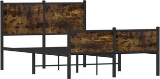 vidaXL Estructura de cama sin colchón metal roble ahumado 120x200 cm Vidaxl