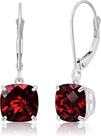MAX + STONE Solid 10k Yellow or White Gold 8mm Cushion Cut Dangle Gemstone Earrings
