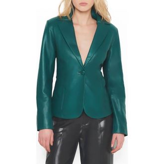 AS by DF Telly Upcycled Leather Blazer in Forest Green at Nordstrom, Size Xx-Large
