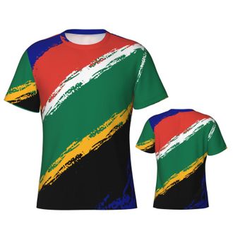 Generic South Africa Flag Working Shirt Sport Tops Casual Tee Breathable Gym T Shirts for Running Lounge Everyday M