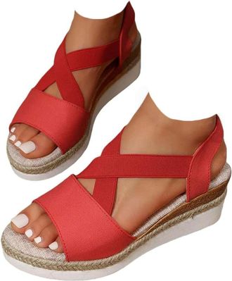 Generic Orthopedic Platform Wedge Sandals For Women 2026 Summer Cross Strap Open Toe Ankle Strap Espadrilles Sandals Dressy Beach Platform Wedge Sandal Flat C