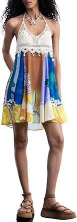 Desigual Sleeveless Crochet Minidress in Multi Blue at Nordstrom, Size X-Small