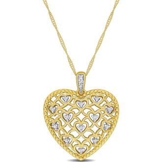 Delmar Diamond Lace Heart Pendant Necklace - 0.08ct. in Gold at Nordstrom Rack