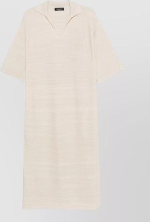Fabiana Filippi wool cotton shirtdress tonal stripes neckline