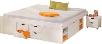 Inter Link SAS Letto Till +vani Contenitore+comodino 146x196x47,5h Pino Massello