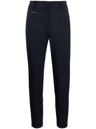 Brunello Cucinelli Monili bead-embellished cropped trousers - Blue