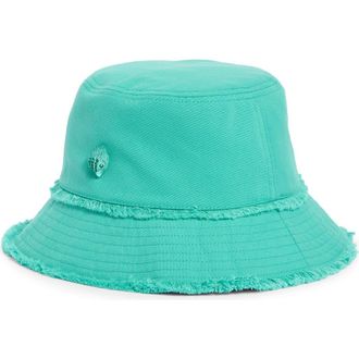 Kurt Geiger Frayed Edge Cotton Bucket Hat in Mint Leaf at Nordstrom
