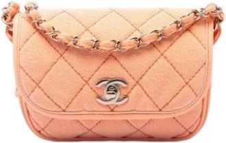 Chanel Pre-owned Quilted Denim Crossbody - Dames - Vintage Schoudertas - Oranje - ONE Size - Denim - Vintage