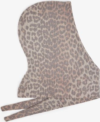 Ganni Brown Printed Wool Knit Balaclava
