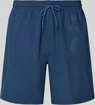 HUGO BOSS Badeshorts mit Label-Schriftzug Modell ORCA in Dunkelblau, Gr&ouml;&szlig;e XXL