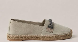Brunello Cucinelli Leather and Jute Espadrille Flats - White