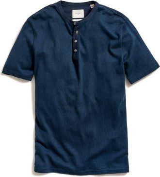 Billy Reid Short Sleeve Hemp & Cotton Henley in Carbon Blue at Nordstrom, Size Small