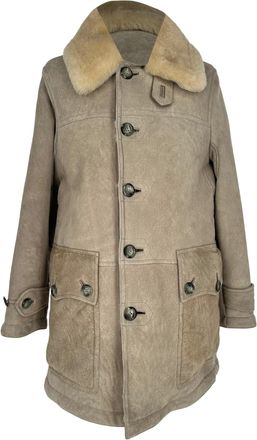 Tom Ford Button-Down Shearling Coat in Beige Wool