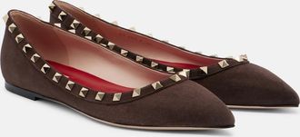 Valentino Garavani Rockstud suede ballet flats