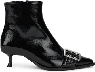 Ganni Womens Ankle Boots Black Leather Polyester