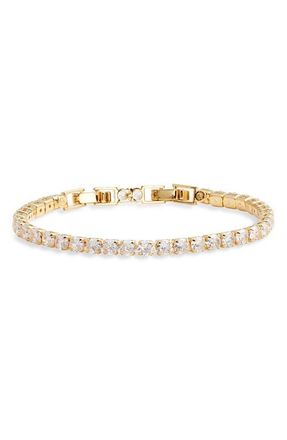 Nordstrom Cubic Zirconia Tennis Bracelet in Clear- Gold at Nordstrom