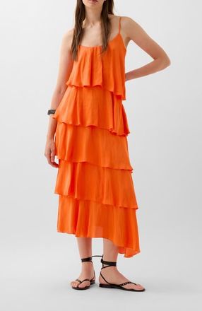 Scalpers Slip Ruffle Dress in Orange at Nordstrom, Size Medium Eu