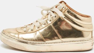 Jimmy Choo London Gold Patent Leather Belgravia Sneakers