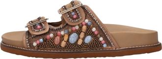 Inuovo Kleurrijke Kralenslippers - Dames - Sandalen - Veelkleurig - 39 EU - Leer - Schoenen