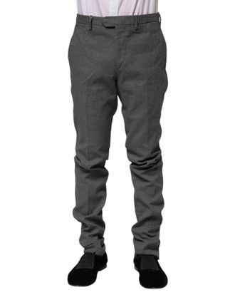 Bencivenga Mens Checkered Slimfit Pants - Grey Wool - Size EU 46 (Mens)