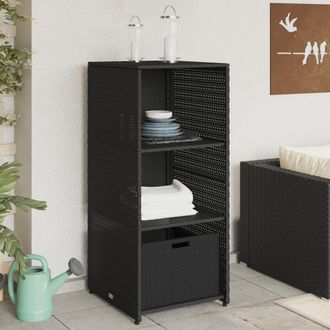 Berkfield Home Garden Storage Cabinet Black 50x55x115 cm Poly Rattan | Size: 50 x 55 x 115 cm
