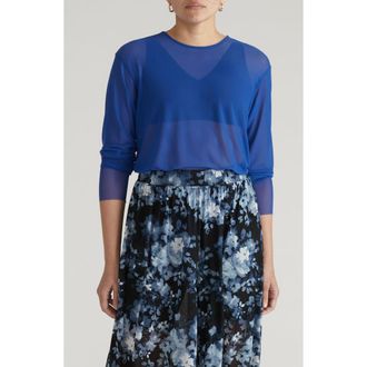 Universal Standard Thames Fog Sheer Mesh Top in Ultramarine Blue at Nordstrom, Size Xxx-Large