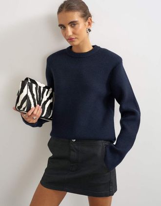 Topshop microgonna sartoriale spalmata a vita bassa nera-Nero