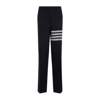 Thom Browne Navy Blue Low Rise Drop Crotch Backstrap Wool Trousers-Uomo
