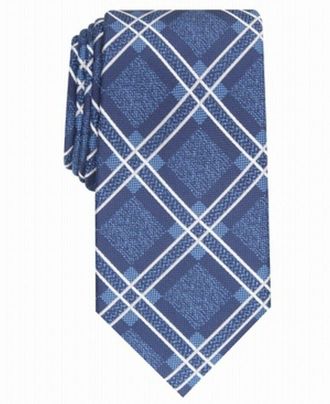 Perry Ellis Mens Denner Classic Plaid Tie Navy Size Regular
