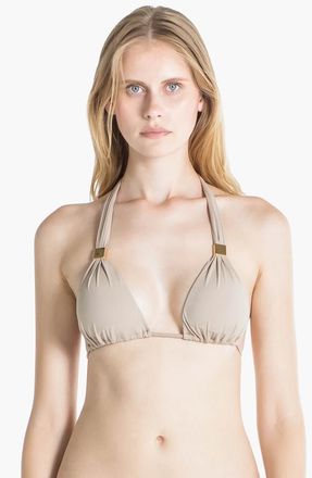 Sauipe Swimwear Nina Halter Bikini Top with Pads in Camel at Nordstrom, Size Medium