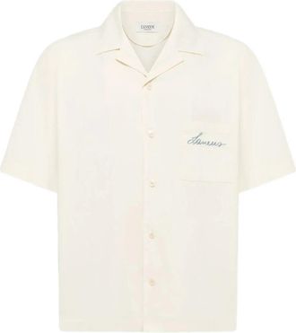 Laneus Bowling Boxy Fit Shirt - Heren - Korte mouwen Overhemden - Beige - L - Overhemden